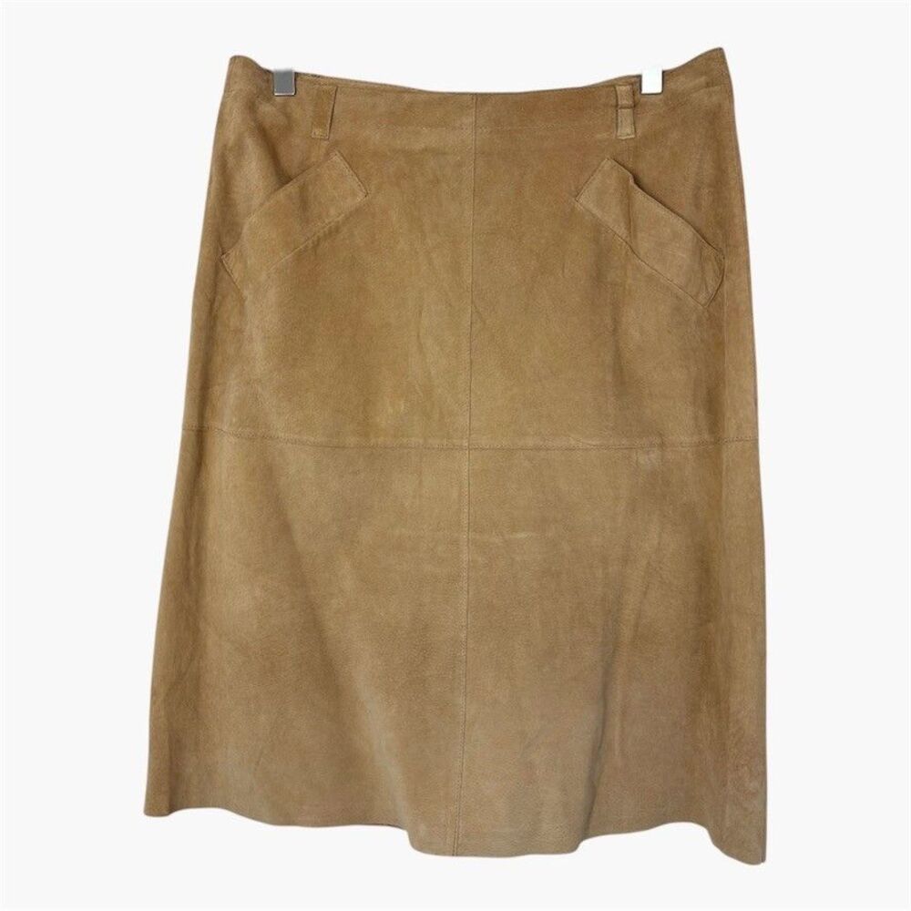Isaac Mizrahi for Target Womens Suede Skirt 12 Tan Camel Knee Cowgirl Western